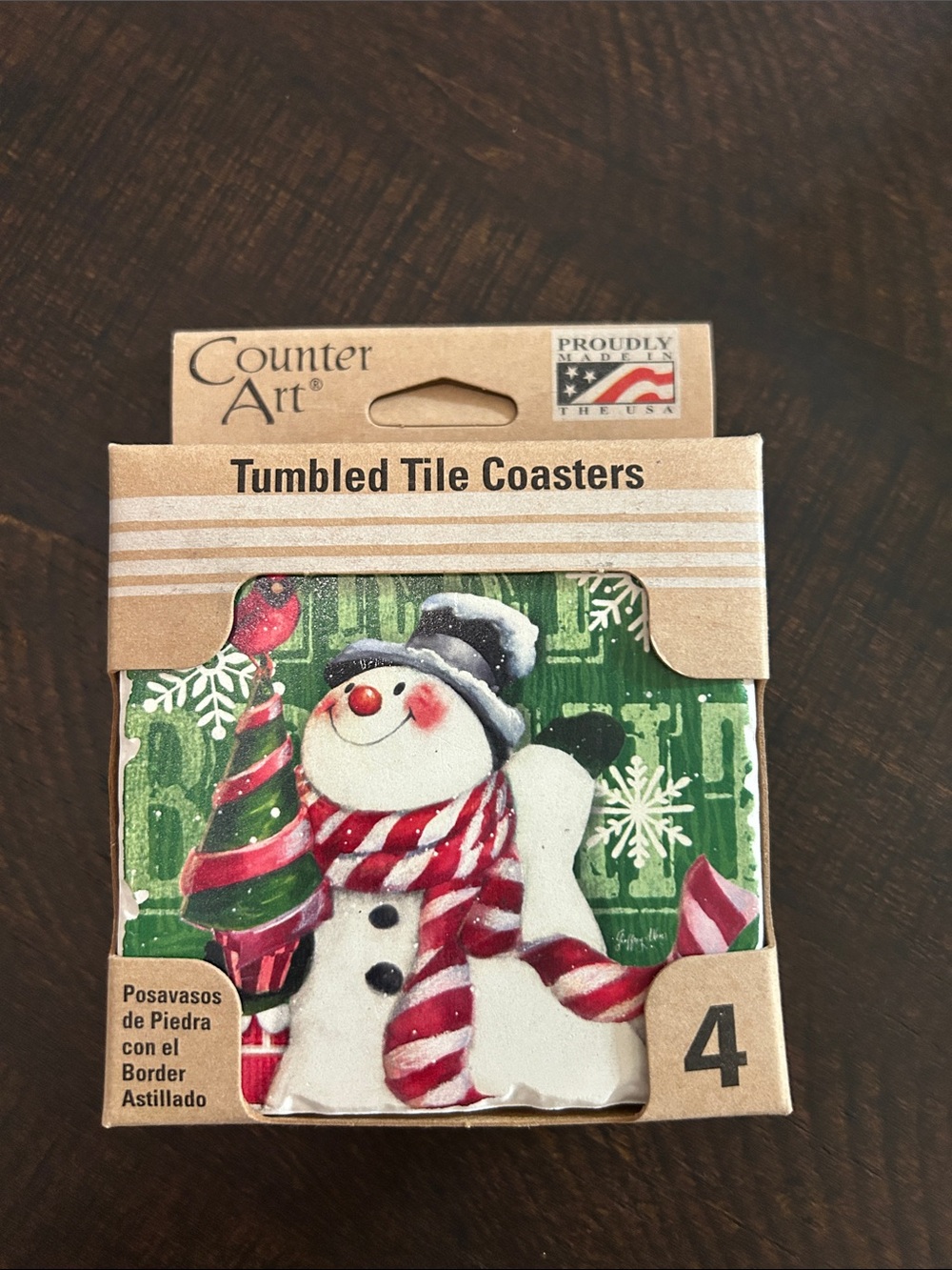 Stone Coasters Christmas Snowman